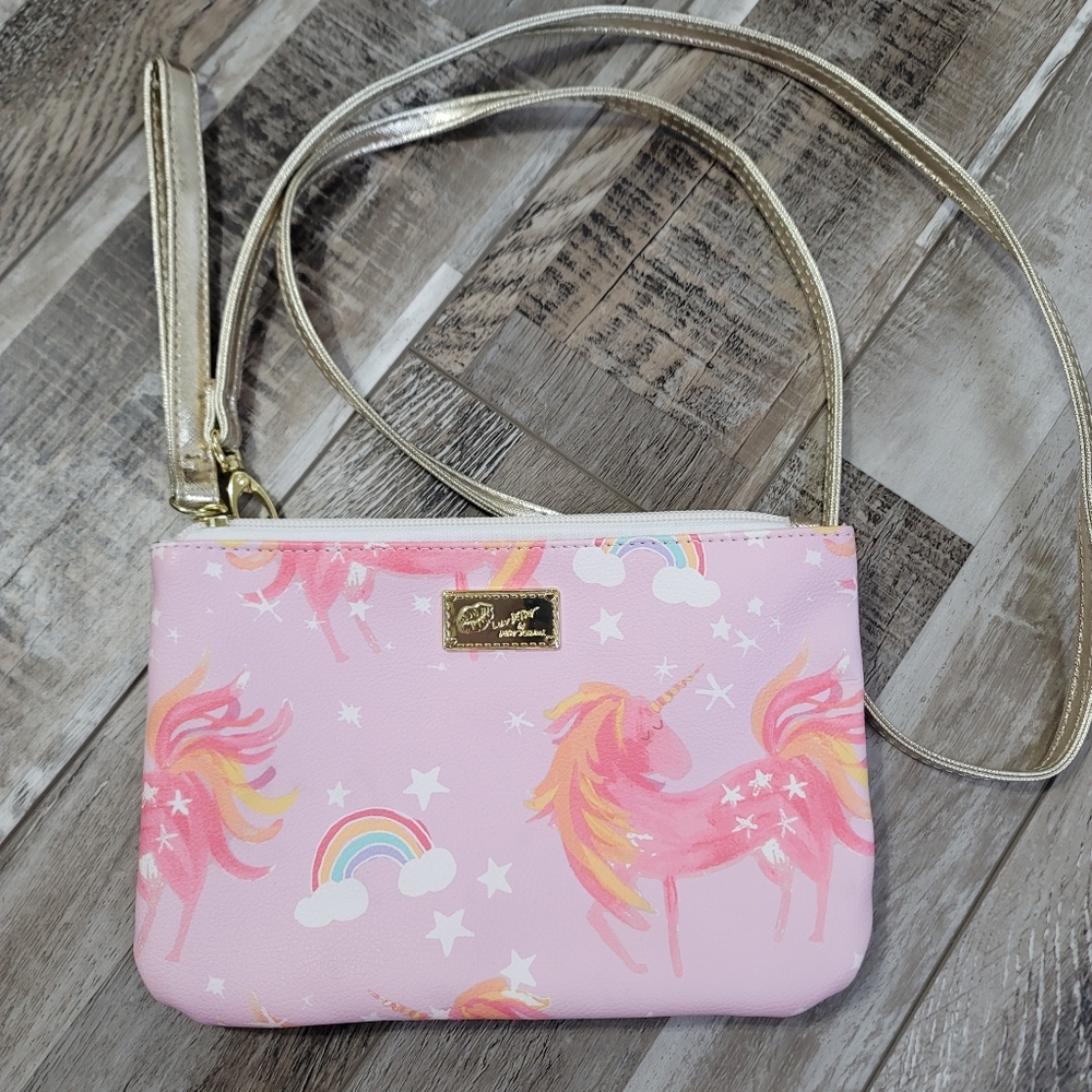 Betsey Johnson Rainbow Unicorn Crossbody Wristlet Mini Bag